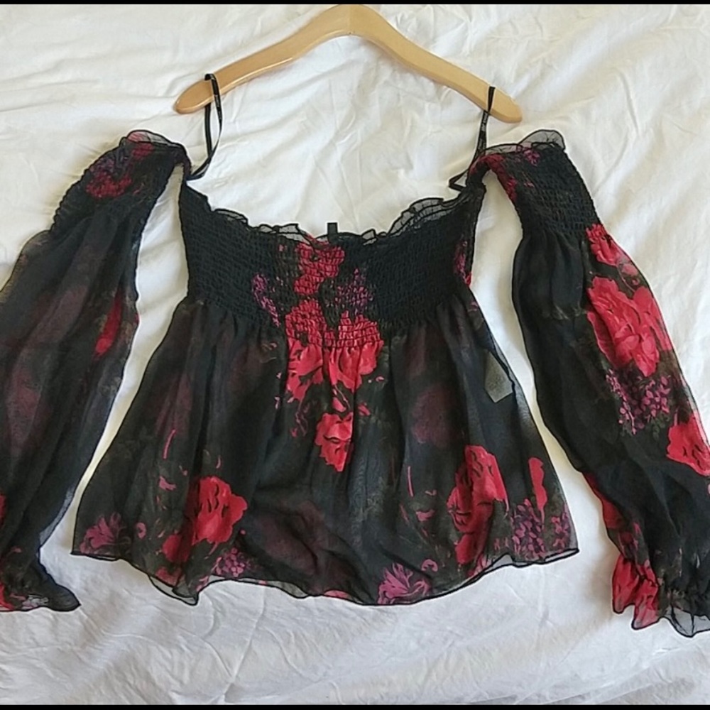 Betsey Johnson off the shoulder vintage silk top size 4